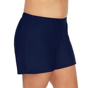 Island Escape Women's Navy Plus Size Lined Swim Shorts Size 16W